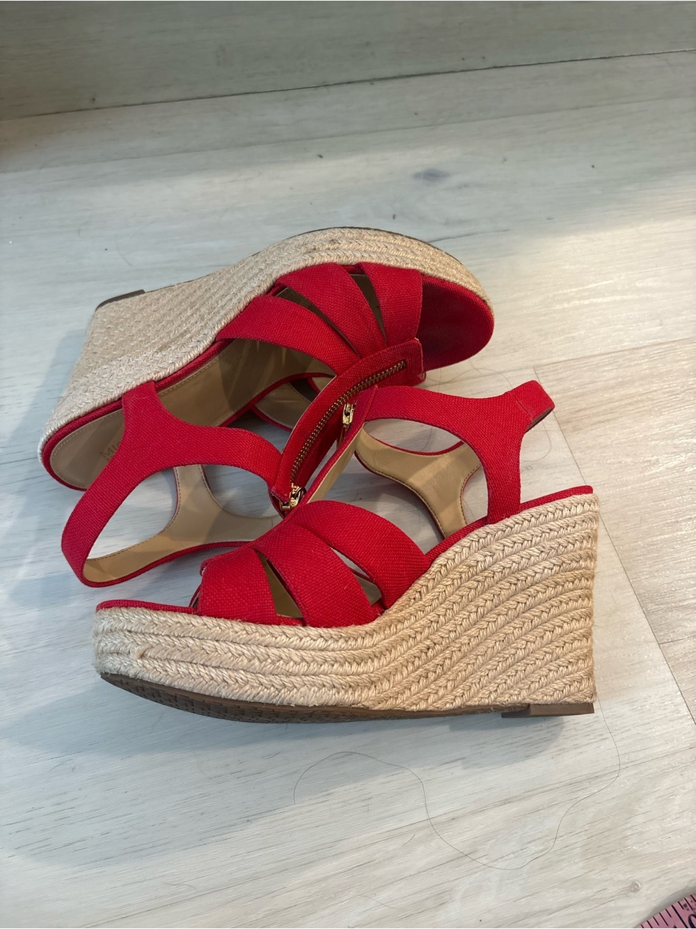 Michael Kors Red Espadrille Wedge Sandals